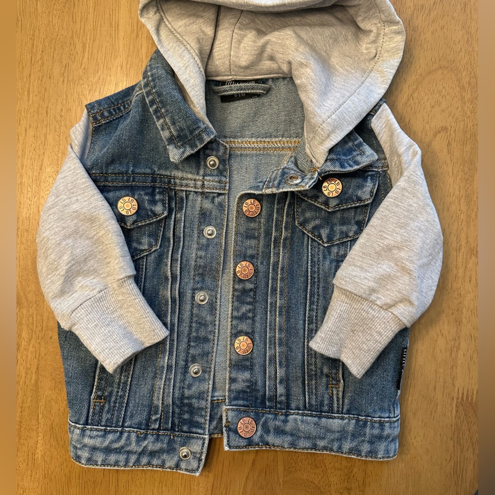 Little Bipsy Denim Jacket with Gray Hood